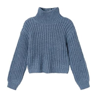 NAME IT Flickor Nkfosally Ls kort stickad stickad tröja, Vild vind, 116 NAME IT Flickor Nkfosally Ls kort stickad stickad tröja, Vild vind, 116