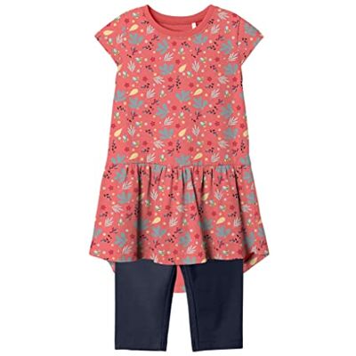 NAME IT Girl's NMFVILONE CAPSL Dress Set HH miniklänning och leggings, Georgia persika/AOP:Leaves and Bees, 104 NAME IT Girl's NMFVILONE CAPSL Dress Set HH miniklänning och leggings, Georgia persika/AOP:Leaves and Bees, 104