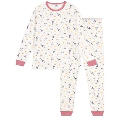 Petit Bateau Barnpyjamas i bomullstryck Paris, marshmallow/multico, 18 ans Petit Bateau Barnpyjamas i bomullstryck Paris, marshmallow/multico, 18 ans