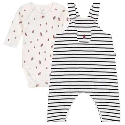 Petit Bateau Unisex barn träningsoverall set, Vit/blå, 0 mesi Petit Bateau Unisex barn träningsoverall set, Vit/blå, 0 mesi