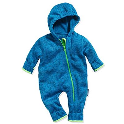 Playshoes Baby fleece-overall, andningsbar unisex jumpsuit för pojkar och flickor med lång dragkedja och huva, färgad kontrasterande, blå stickad fleece, 62 Playshoes Baby fleece-overall, andningsbar unisex jumpsuit för pojkar och flickor med lång dragkedja och huva, färgad kontrasterande, blå stickad fleece, 62
