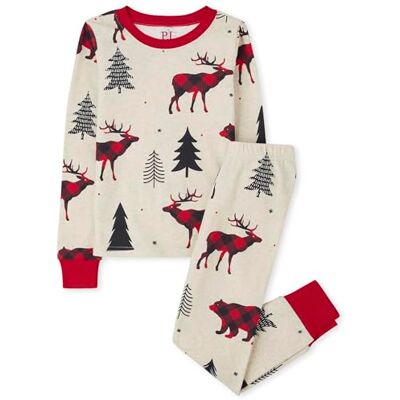 The Children's Place Baby Girls Family Matching, ört-pyjamas set, Baumwolle pyjamas, Älg björn, 12 The Children's Place Baby Girls Family Matching, ört-pyjamas set, Baumwolle pyjamas, Älg björn, 12