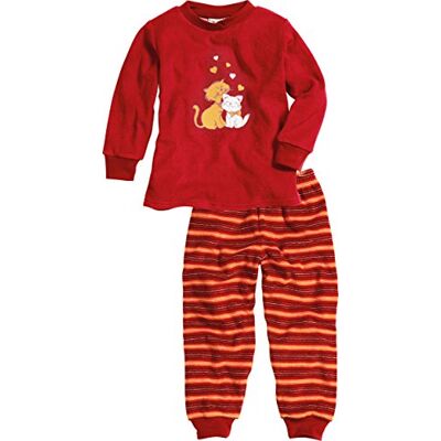 Playshoes Pyjamas för flickor frottétyg katter set, Red (Original), 98 cm Playshoes Pyjamas för flickor frottétyg katter set, Red (Original), 98 cm