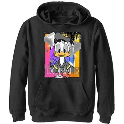 Disney Characters Eighties Duck Boy's huvtröja fleece, svart, liten, svart, S Disney Characters Eighties Duck Boy's huvtröja fleece, svart, liten, svart, S