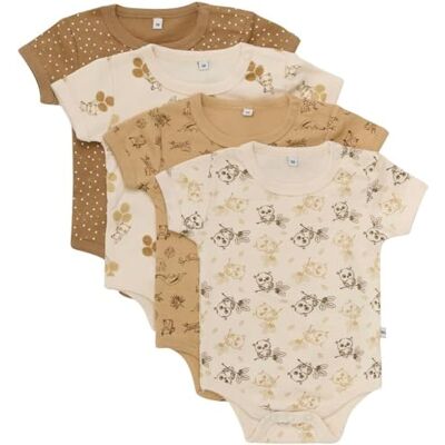 Pippi Baby 4-pack kortärmad body av Oeko-TEX material, flerfärgad, 68 Pippi Baby 4-pack kortärmad body av Oeko-TEX material, flerfärgad, 68