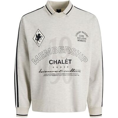 JACK & JONES Jcophase strukturerad fotboll sweatshirt, Vit melange, XS JACK & JONES Jcophase strukturerad fotboll sweatshirt, Vit melange, XS