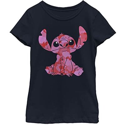 Disney Lilo & Stitch Heart Fill Girl's Solid Crew Tee Navy Blue, Small, marinblå, S Disney Lilo & Stitch Heart Fill Girl's Solid Crew Tee Navy Blue, Small, marinblå, S
