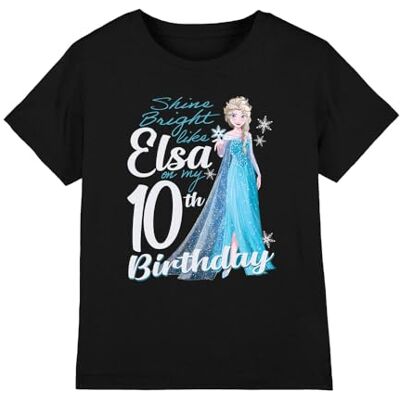 Disney mandarin creative ltd Frozen Bright Like Elsa 10th Birthday Girls T-shirt, svart, 5-6 år, Svart, 5-6 År Disney mandarin creative ltd Frozen Bright Like Elsa 10th Birthday Girls T-shirt, svart, 5-6 år, Svart, 5-6 År