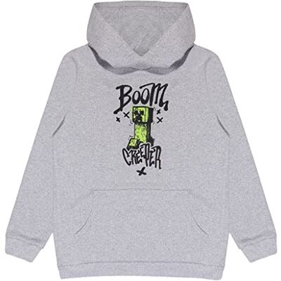 Popgear Minecraft Boom Creeper Jungen pullover huvtröja ljung grå huvtröja flicka, Grå ljung, 128 cm Popgear Minecraft Boom Creeper Jungen pullover huvtröja ljung grå huvtröja flicka, Grå ljung, 128 cm
