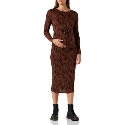 Supermom Damklänning Alva långärmad heltäckande klänning med tryck, Brunette N007, 40 Supermom Damklänning Alva långärmad heltäckande klänning med tryck, Brunette N007, 40