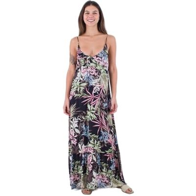 Hurley Sommar Palm Ruffle Maxi Klänning Dam Hurley Sommar Palm Ruffle Maxi Klänning Dam