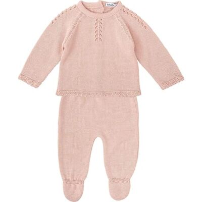 BABIDU Stickad tröja och matchande damask, unisex, baby, Rosa, 3 månader BABIDU Stickad tröja och matchande damask, unisex, baby, Rosa, 3 månader
