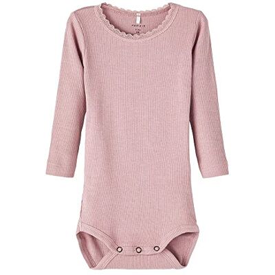 NAME IT Baby flicka Nbfkab Ls Noos body, Deauville Mauve/Detalj: melange, 56 cm NAME IT Baby flicka Nbfkab Ls Noos body, Deauville Mauve/Detalj: melange, 56 cm