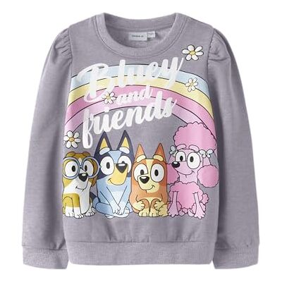 NAME IT Flickans Nmfjenney Bluey Sweat Bru Sky, Lavendel Grå, 110, Lavendelgrå, 110 NAME IT Flickans Nmfjenney Bluey Sweat Bru Sky, Lavendel Grå, 110, Lavendelgrå, 110