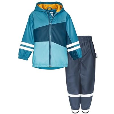 Playshoes Tvådelad regndräkt, fleecefoder, fodrad dräkt, Turkos fleece linning, 86 Playshoes Tvådelad regndräkt, fleecefoder, fodrad dräkt, Turkos fleece linning, 86