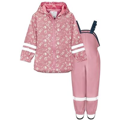 Playshoes Tvådelad regndräkt, fleecefoder, fodrad dräkt, Skogsdjur rosa, 92 Playshoes Tvådelad regndräkt, fleecefoder, fodrad dräkt, Skogsdjur rosa, 92