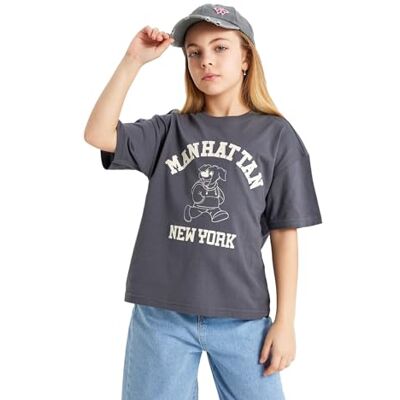 DeFacto T-shirt för flickor, Anthra, 7-8 år DeFacto T-shirt för flickor, Anthra, 7-8 år