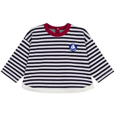 Petit Bateau Långärmad bomullströja för baby, randig, Kväll/mjölk, 3 �r Petit Bateau Långärmad bomullströja för baby, randig, Kväll/mjölk, 3 �r