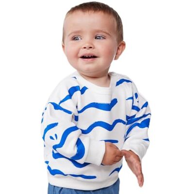 Petit Bateau Sweatshirt för pojkar, Malvavisa/porslin, 18 månader Petit Bateau Sweatshirt för pojkar, Malvavisa/porslin, 18 månader