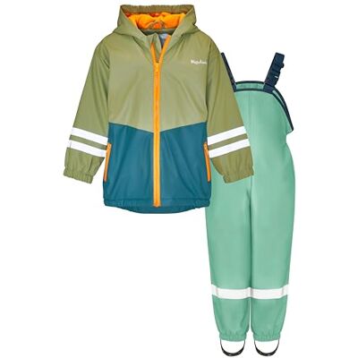 Playshoes Tvådelad regndräkt, fleecefoder, fodrad dräkt, Grön-grön, 116 Playshoes Tvådelad regndräkt, fleecefoder, fodrad dräkt, Grön-grön, 116