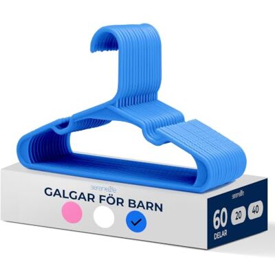 SereneLife 60 Plastgalgar för Barn – Halkfria Babygalgar, Smal och Utrymmesbesparande Design för att Organisera Kläder, Barnkläder, Barn och Nyfödda (Blå) SereneLife 60 Plastgalgar för Barn – Halkfria Babygalgar, Smal och Utrymmesbesparande Design för att Organisera Kläder, Barnkläder, Barn och Nyfödda (Blå)