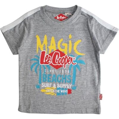 Lee Cooper T-shirt för pojkar kortärmad topp bomull grå 6 år, Färg: grå, 6 �r Lee Cooper T-shirt för pojkar kortärmad topp bomull grå 6 år, Färg: grå, 6 �r