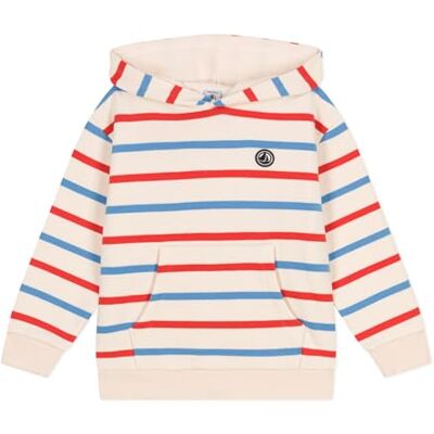 Petit Bateau Huvtröja för pojkar, Ecru/Multico, 8 �r Petit Bateau Huvtröja för pojkar, Ecru/Multico, 8 �r