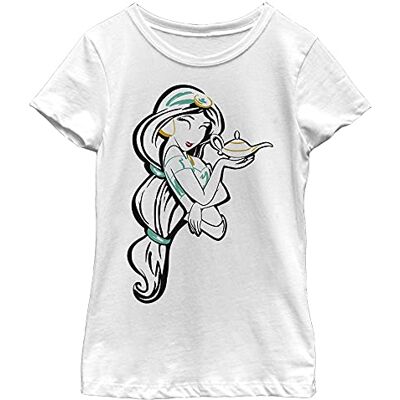 Disney Princess Line Art Jasmine Girls Solid Crew Tee Vit, X-Small, Vit, XS Disney Princess Line Art Jasmine Girls Solid Crew Tee Vit, X-Small, Vit, XS