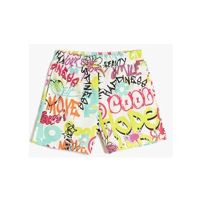 Koton Girls's elastisk midja med fickor med tryck, Ecru Design (0d1), 6-7 år Koton Girls's elastisk midja med fickor med tryck, Ecru Design (0d1), 6-7 år