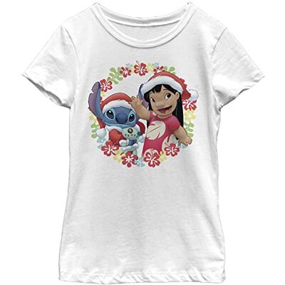 Disney Lilo & Stitch Lilo and Stitch Holiday Girl's Solid Crew Tee, Vit, X-Small, Vit, XS Disney Lilo & Stitch Lilo and Stitch Holiday Girl's Solid Crew Tee, Vit, X-Small, Vit, XS