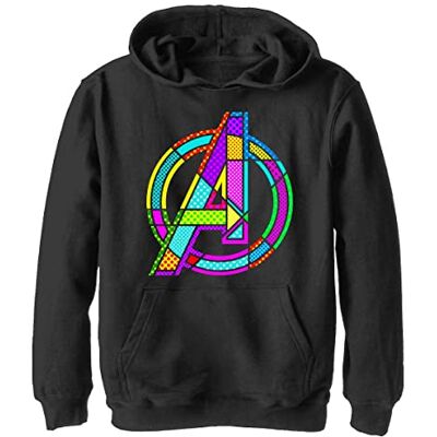 Marvel Boy's Avengers Classic Halftone Pop A huvtröja sweatshirt med huva, svart, Svart, S Marvel Boy's Avengers Classic Halftone Pop A huvtröja sweatshirt med huva, svart, Svart, S