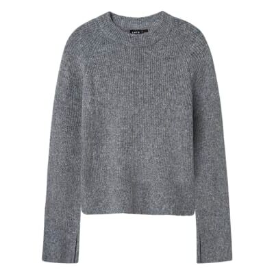 Lmtd Nlfkleave Ls Short Knit Noos, Grå melange, 134-140 Lmtd Nlfkleave Ls Short Knit Noos, Grå melange, 134-140