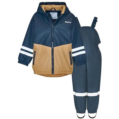 Playshoes Tvådelad regndräkt, fleecefoder, fodrad dräkt, ocker-marin, 86 Playshoes Tvådelad regndräkt, fleecefoder, fodrad dräkt, ocker-marin, 86