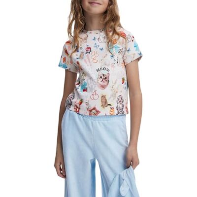 Desigual TS_Cats, 1001 rå, 5/6, Vit, 6 år Desigual TS_Cats, 1001 rå, 5/6, Vit, 6 år