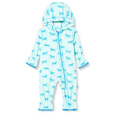 Playshoes Baby fleece-overall, andningsbar unisex jumpsuit för pojkar och flickor med lång dragkedja och huva, färgad kontrasterande, hästar, 92 Playshoes Baby fleece-overall, andningsbar unisex jumpsuit för pojkar och flickor med lång dragkedja och huva, färgad kontrasterande, hästar, 92