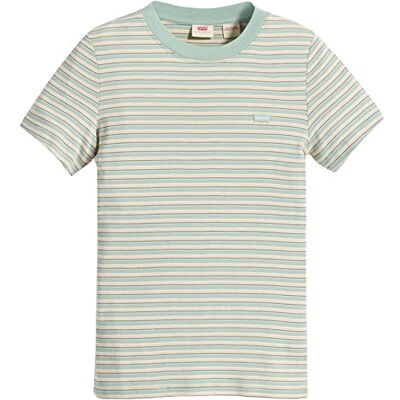 Levi's Ss Rib Baby Tee T-Shirt dam, Indigo Stripe Granite Green, XXS Levi's Ss Rib Baby Tee T-Shirt dam, Indigo Stripe Granite Green, XXS