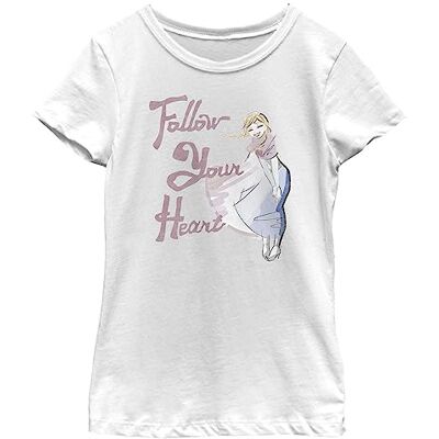 Disney Frost Anna flicka Solid Crew T-shirt, vit, XS Disney Frost Anna flicka Solid Crew T-shirt, vit, XS