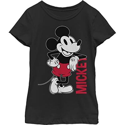 Disney -karaktärer Musse Leaning Girl's Solid Crew T-shirt, Schwarz, XS Disney -karaktärer Musse Leaning Girl's Solid Crew T-shirt, Schwarz, XS