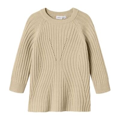 NAME IT flicka Nmfrikine Ls stickad klänning Pb, doeskin, 116 NAME IT flicka Nmfrikine Ls stickad klänning Pb, doeskin, 116