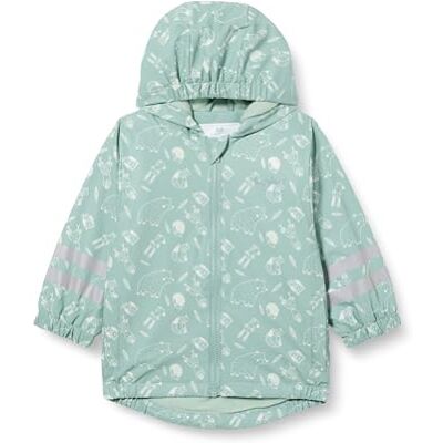 Playshoes Unisex barn fleecefoder regnrock regnjacka regnkläder, grön skogsdjur, 98 cm Playshoes Unisex barn fleecefoder regnrock regnjacka regnkläder, grön skogsdjur, 98 cm