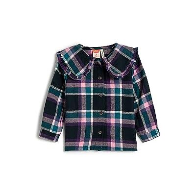 Koton Babygirls Plaid Wide Peter Pan Neck Ruffle Detaljer Bomull Soft Touch Shirt, Pink Check (2c9), 9-12 månader Koton Babygirls Plaid Wide Peter Pan Neck Ruffle Detaljer Bomull Soft Touch Shirt, Pink Check (2c9), 9-12 månader