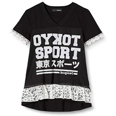 Desigual Ts_orizaba t-shirt för flickor, Svart (svart 2000), 140 cm Desigual Ts_orizaba t-shirt för flickor, Svart (svart 2000), 140 cm