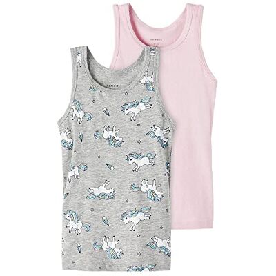 NAME IT Baby flickor NMFTANK Top 2P grå melange enhörning NOOS undertröja, 86, Grå melange, 86 cm NAME IT Baby flickor NMFTANK Top 2P grå melange enhörning NOOS undertröja, 86, Grå melange, 86 cm