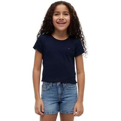 Tommy Hilfiger För flickor Essential Rib Top Ss KG0KG08590 Övriga toppar, Blå (mörk natt marinblå), 14 år Tommy Hilfiger För flickor Essential Rib Top Ss KG0KG08590 Övriga toppar, Blå (mörk natt marinblå), 14 år