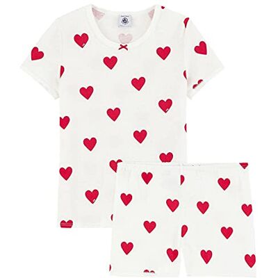 Petit Bateau flickpyjamas, Blanc Marshmallow/Rouge Terkuit, 5 år Petit Bateau flickpyjamas, Blanc Marshmallow/Rouge Terkuit, 5 år