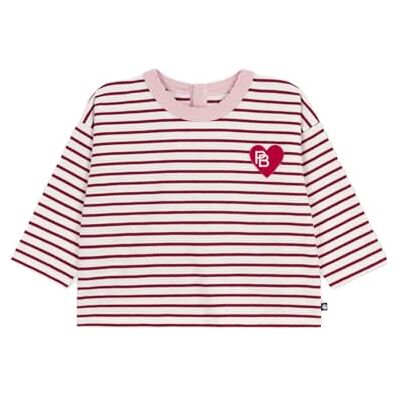 Petit Bateau Långärmad bomullströja för baby, randig, Milk/Amarante, 3 M�nader Petit Bateau Långärmad bomullströja för baby, randig, Milk/Amarante, 3 M�nader
