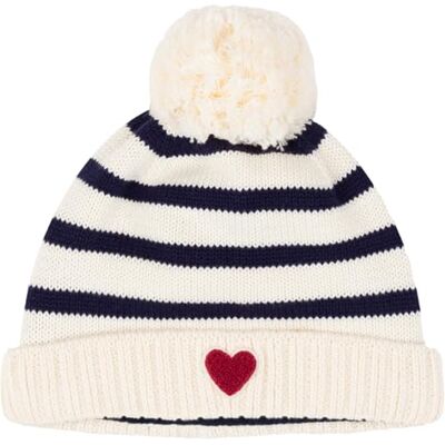 Petit Bateau Randig babymössa i stickad fleece fodrad Petit Bateau Randig babymössa i stickad fleece fodrad