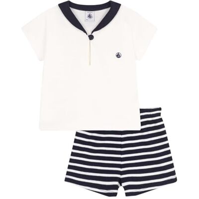 Petit Bateau baby-pojkar 2-delat set, Blå/vit, 24 månader Petit Bateau baby-pojkar 2-delat set, Blå/vit, 24 månader
