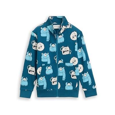TOM TAILOR Barn pojkar sweatjacka, 39142 – Bluish Cozy Monster Design, 92 TOM TAILOR Barn pojkar sweatjacka, 39142 – Bluish Cozy Monster Design, 92