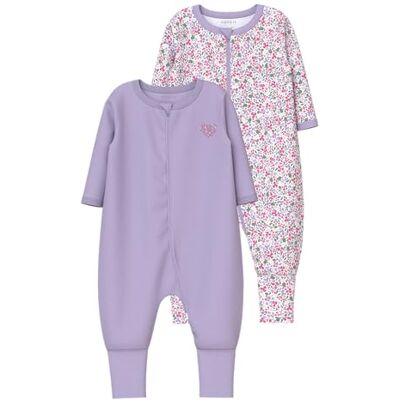 NAME IT Nbfnightsuit 2P Zip Ff Petit Flower Noos, Pastell-lila, 56 cm NAME IT Nbfnightsuit 2P Zip Ff Petit Flower Noos, Pastell-lila, 56 cm